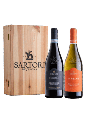 Sartori kinkekast(puidust) Bianco Veronese Marani + Valpolicella Ripasso Regolo